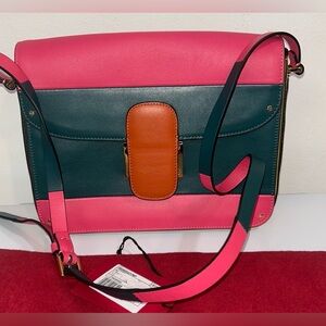 Valentino Garavani Reversible Colorblock Calfskin Shoulder Bag Pink Green